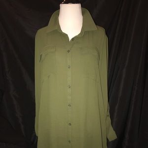 NWT A.N.A. Avocado Safari Blouse XL